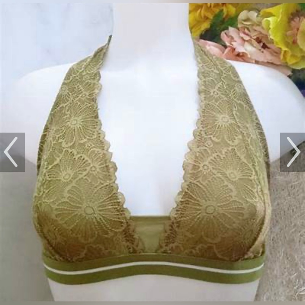 Colsie Green Halter Lace Bralette, Size M